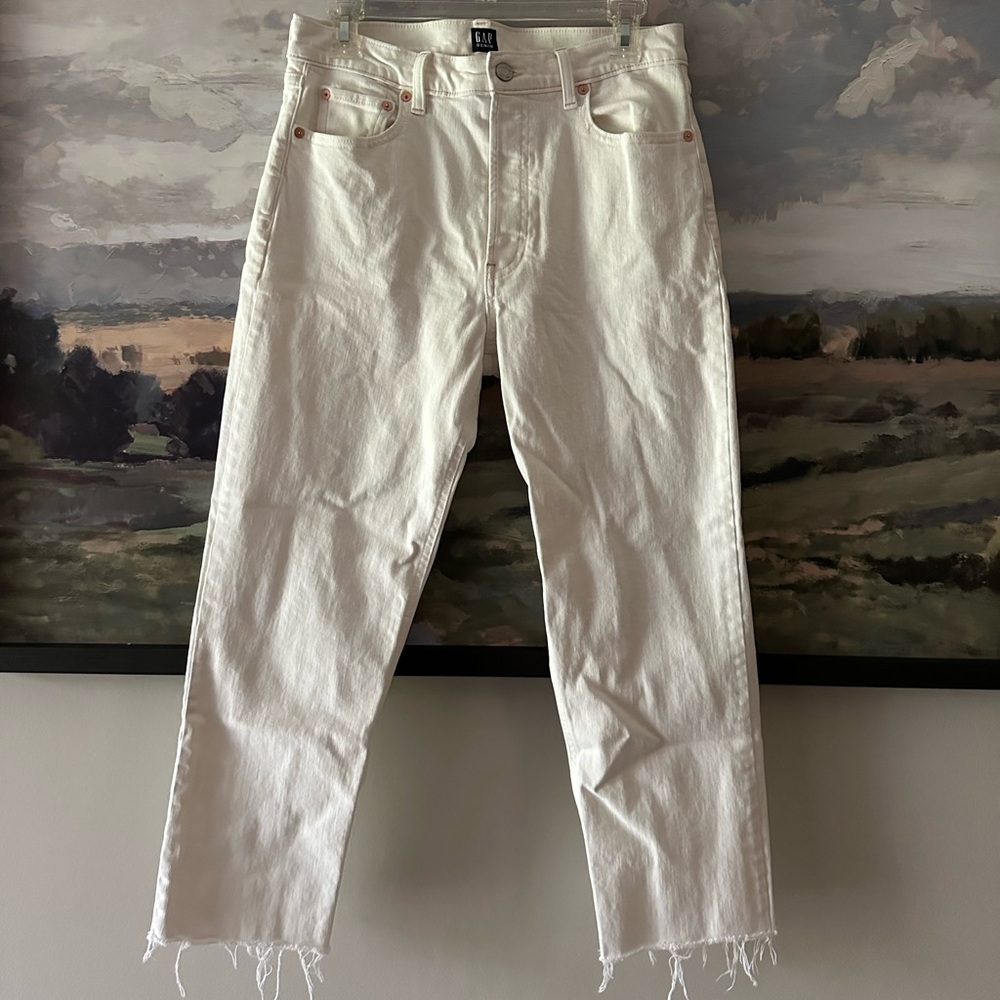 Raw Hem White Gap Jeans